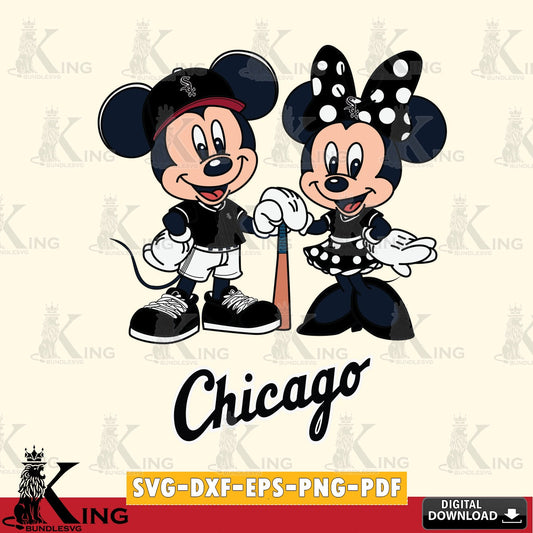 Chicago White Sox Mickey Minnie Mouse Sport SVG file , For Cricut,  File cut , Digital Download , PDF File, Cut Files