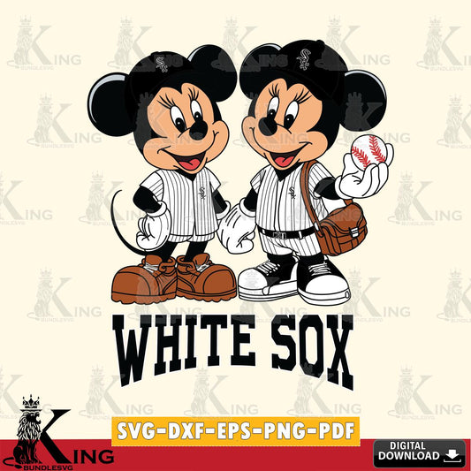 Chicago White Sox Mickey Minnie Mouse couple SVG File, MLB for Cricut, Silhouette, Digital Download , file cut