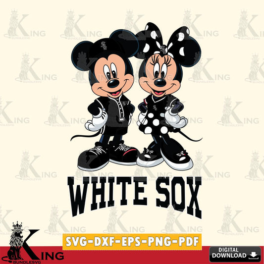Chicago White Sox Mickey Minnie Mouse couple sport SVG File, MLB for Cricut, Silhouette, Digital Download , file cut