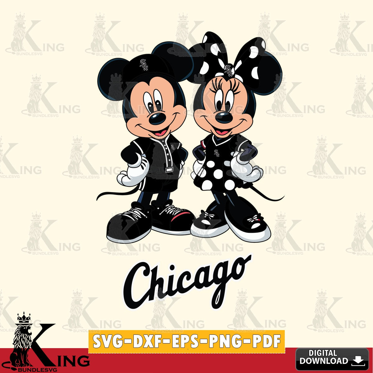 Chicago White Sox Mickey Minnie Mouse couple sport SVG file , For Cricut,  File cut , Digital Download , PDF File, Cut Files