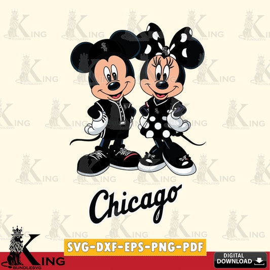 Chicago White Sox Mickey Minnie Mouse couple sport SVG file , For Cricut,  File cut , Digital Download , PDF File, Cut Files