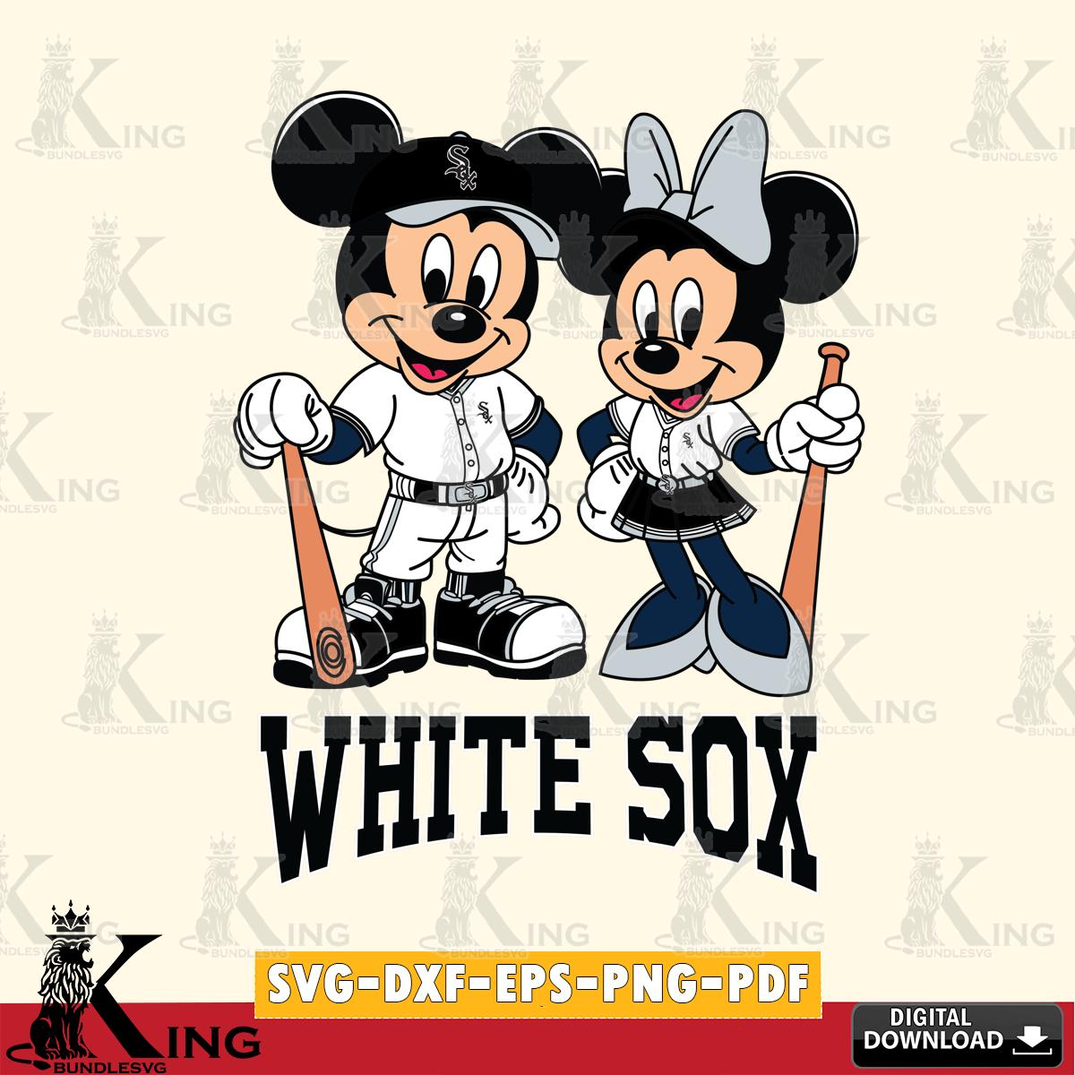 Chicago White Sox Mickey Minnie Mouse player SVG File, MLB for Cricut, Silhouette, Digital Download , file cut