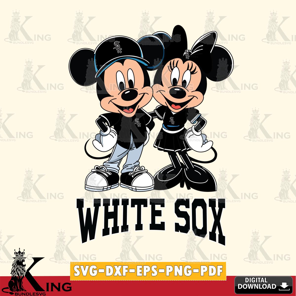 Chicago White Sox Mickey Minnie Mouse smile SVG File, MLB for Cricut, Silhouette, Digital Download , file cut