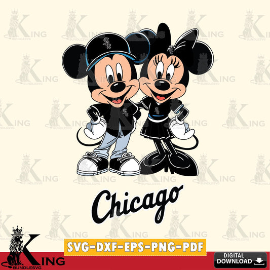 Chicago White Sox Mickey Minnie Mouse smile SVG file , For Cricut,  File cut , Digital Download , PDF File, Cut Files