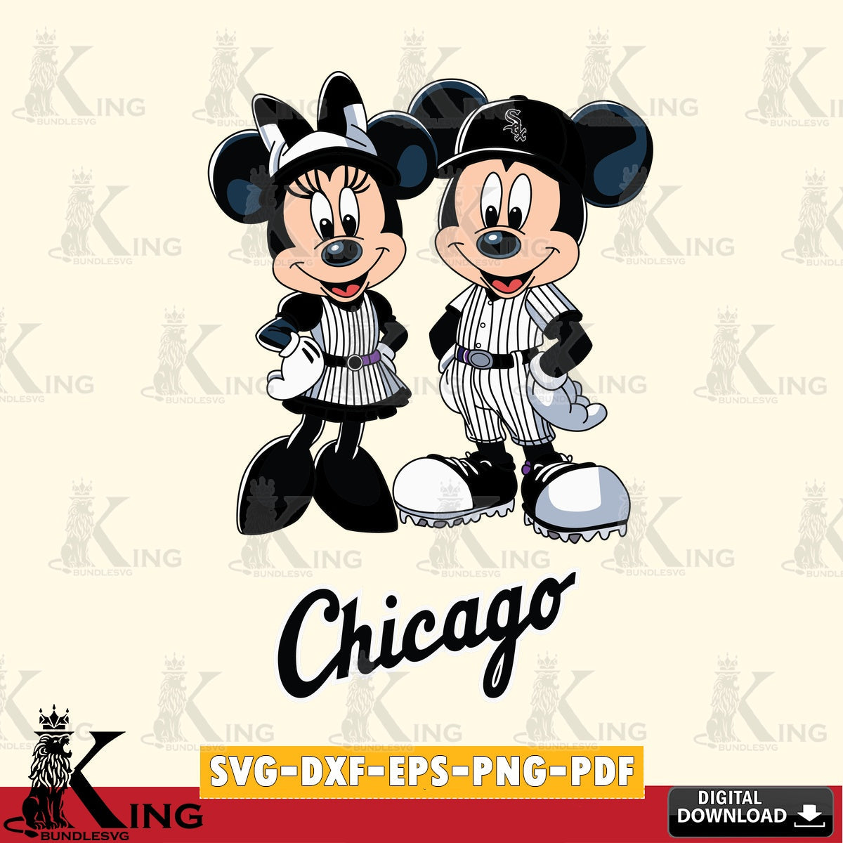 Chicago White Sox Mickey Minnie Sport SVG file , For Cricut,  File cut , Digital Download , PDF File, Cut Files