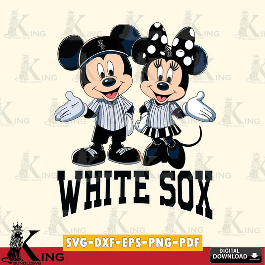 Chicago White Sox Mickey Minnie couple SVG File, MLB for Cricut, Silhouette, Digital Download , file cut