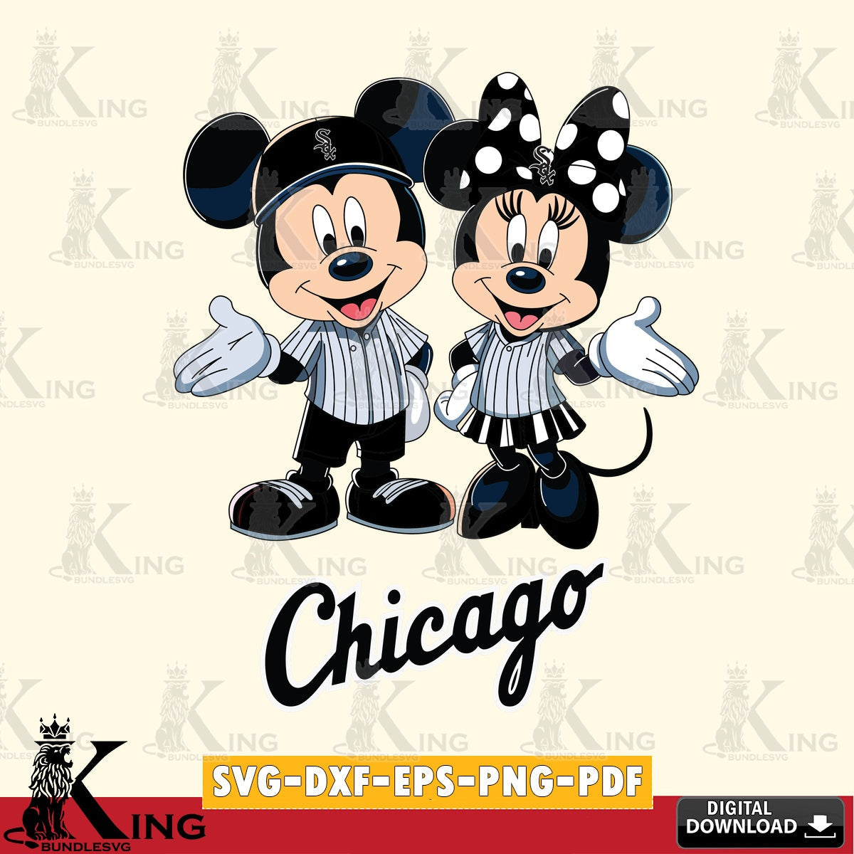 Chicago White Sox Mickey Minnie couple SVG file , For Cricut,  File cut , Digital Download , PDF File, Cut Files
