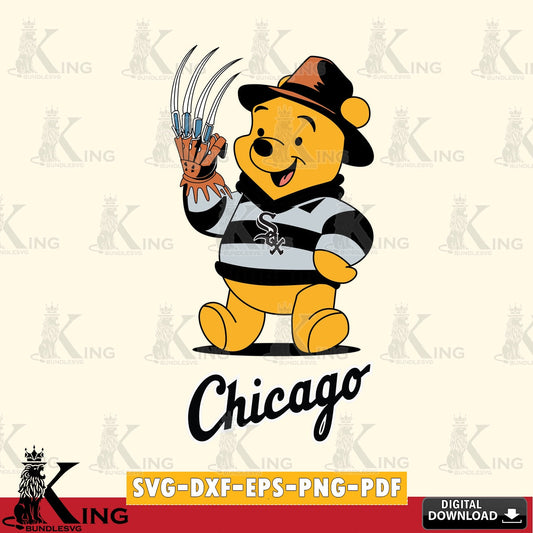 Creative design featuring Chicago White Sox Winnie the Pooh Freddy Krueger Baseball, a digital download for Cricut Maker and