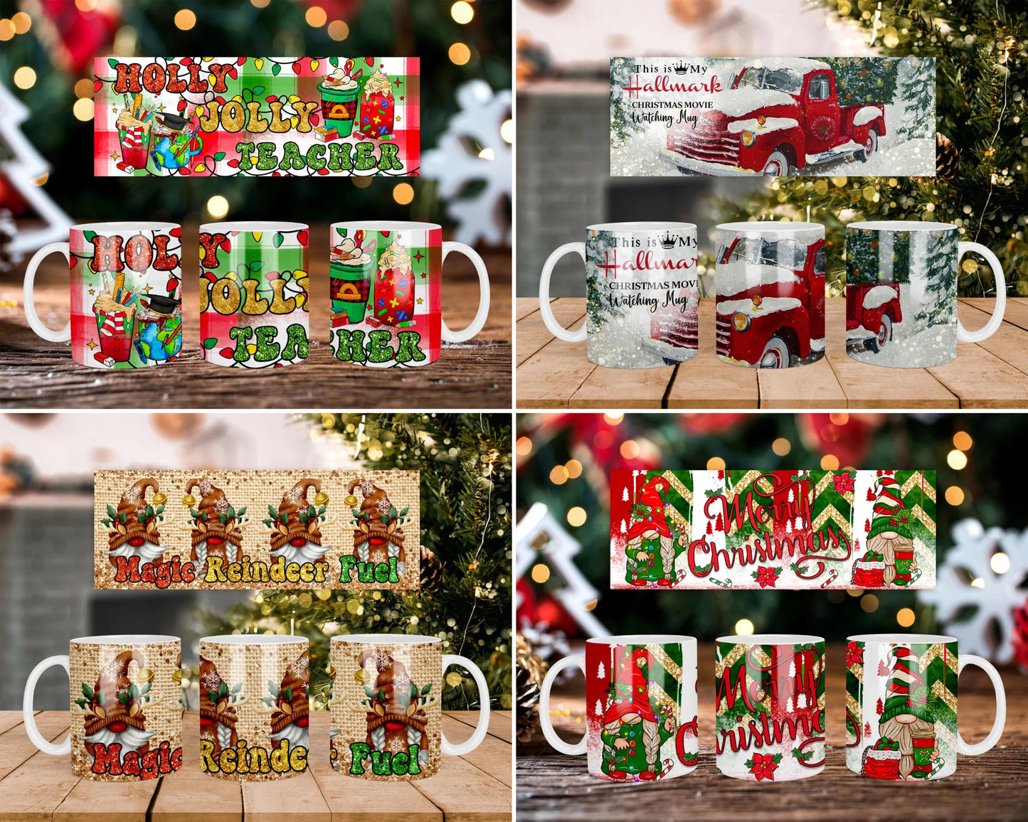 Christmas Mug Wrap Bundle, 11oz Mug Press bundle SVG EPS DXF PNG, for Cricut, Silhouette, digital, file cut