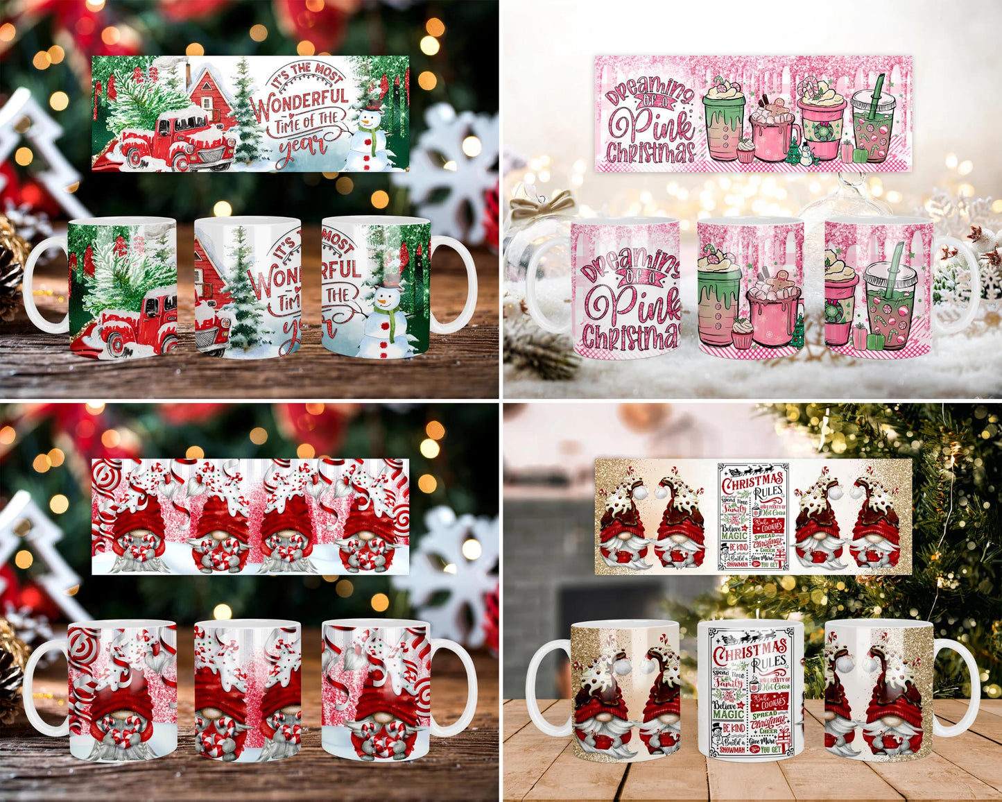 Christmas Mug Wrap Bundle, 11oz Mug Press bundle SVG EPS DXF PNG, for Cricut, Silhouette, digital, file cut