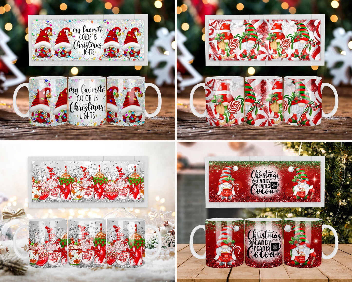 Christmas Mug Wrap Bundle, 11oz Mug Press bundle SVG EPS DXF PNG, for Cricut, Silhouette, digital, file cut