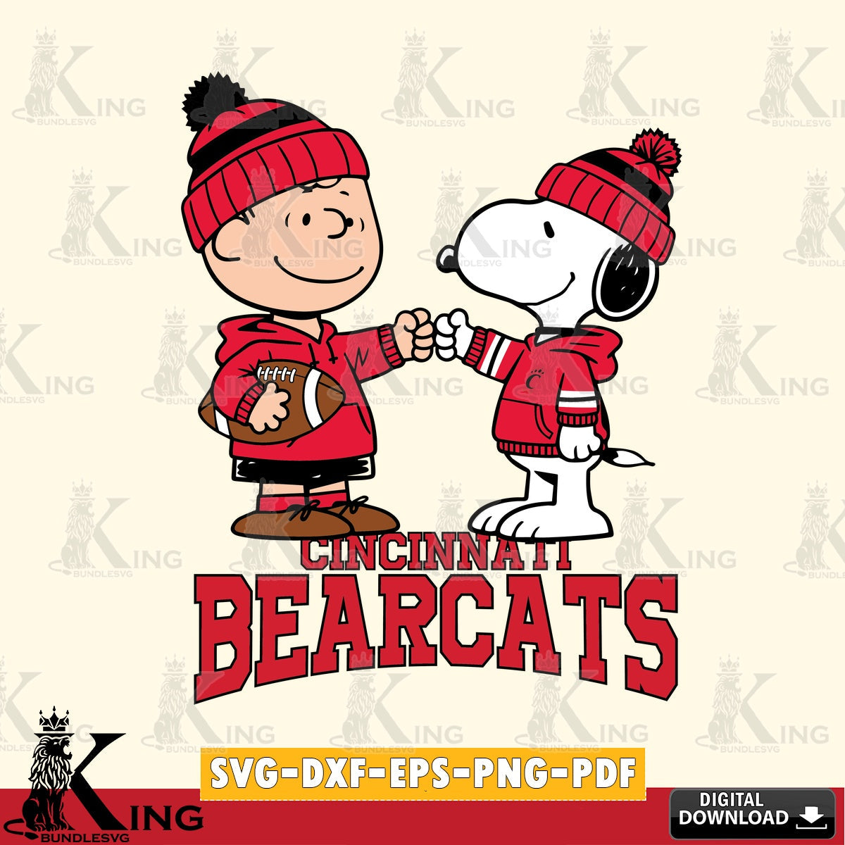 Cincinnati Bearcats CharlieBrown Football Fist Bump SVG, Cricut, Cut file  , Digital Download , Instant Download, Peanuts svg, NCAA svg, Football svg, Sport svg