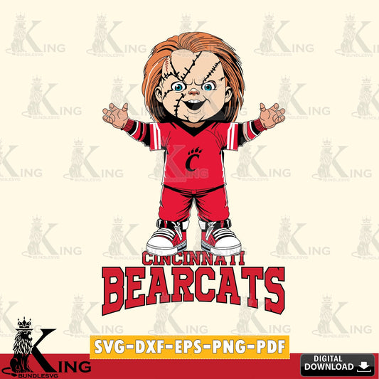 Stylish representation of Cincinnati Bearcats Chucky Football, NCAA, PNG clipart for sublimation printing and graphic design