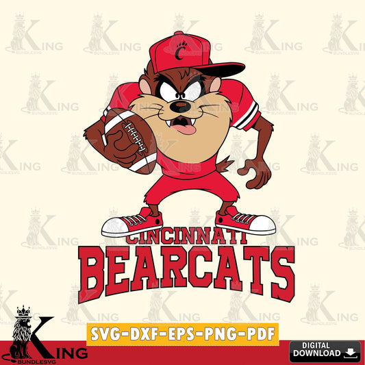 Cincinnati Bearcats Đồng phục bóng đá Taz SVG file, Cut file  , Digital Download , Instant Download, Taz svg, NCAA svg
