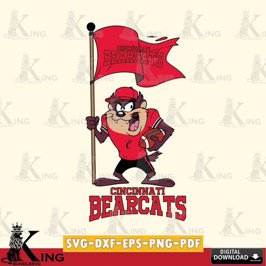 Cincinnati Bearcats Football Taz Flag Art SVG file, Cut file  , Digital Download , Instant Download, Taz svg, NCAA svg