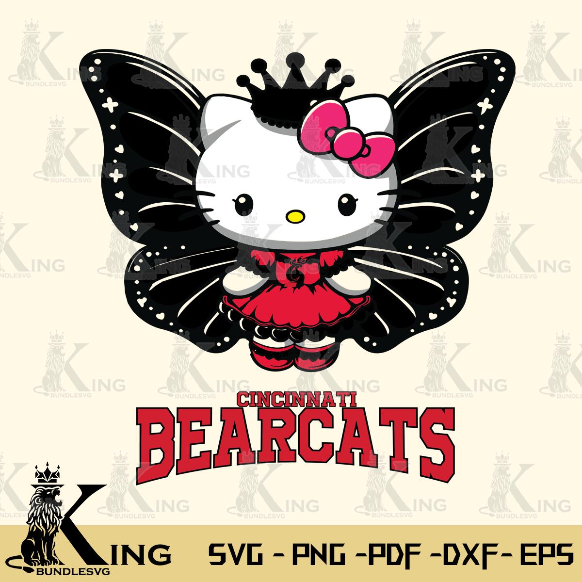 Cincinnati Bearcats Kitty Wings & Flowers Svg Eps Dxf Png File, Digital Download