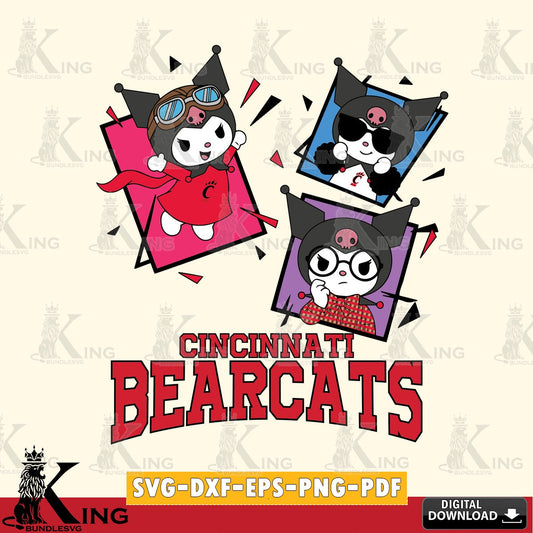 Cincinnati Bearcats Kuromi Action Football SVG file, Cricut, Cut file  , Digital Download , Instant Download, Sanrio svg, Clipart