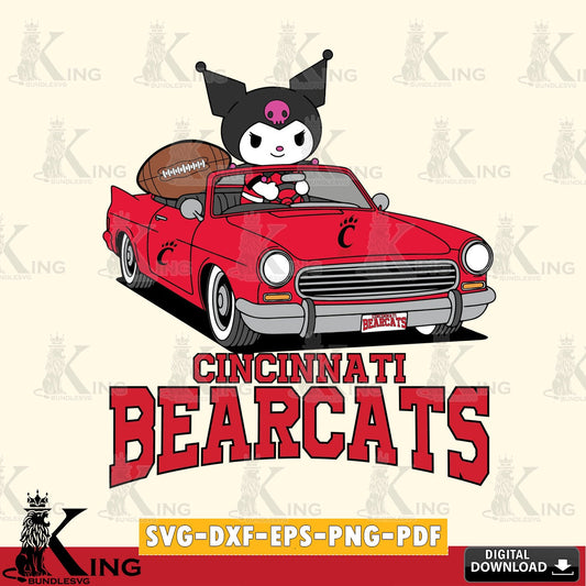 Cincinnati Bearcats Kuromi Car Football Game SVG file, Cricut, Cut file  , Digital Download , Instant Download, Sanrio svg, Clipart