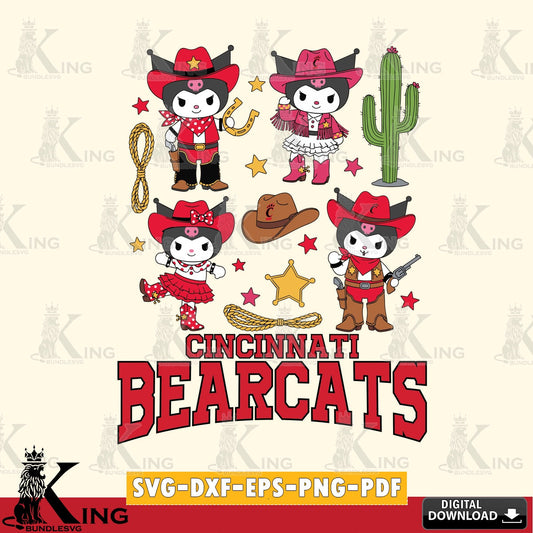 Cincinnati Bearcats Kuromi Cowboy Western SVG file, Cricut, Cut file  , Digital Download , Instant Download, Sanrio svg, Clipart