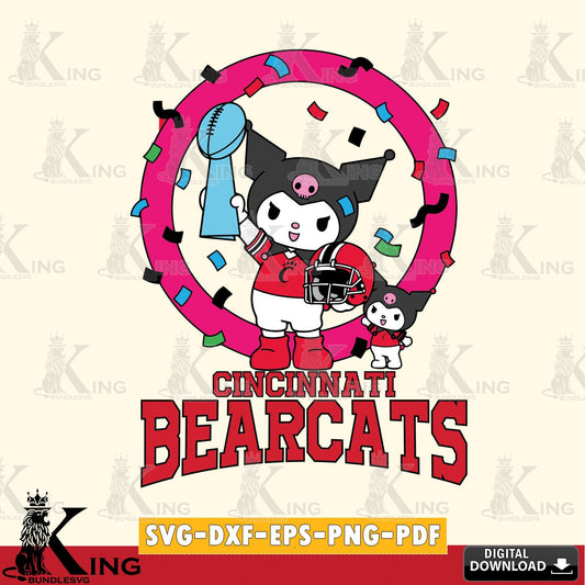 Cincinnati Bearcats Kuromi Football Champion SVG file, Cricut, Cut file  , Digital Download , Instant Download, Sanrio svg, Clipart
