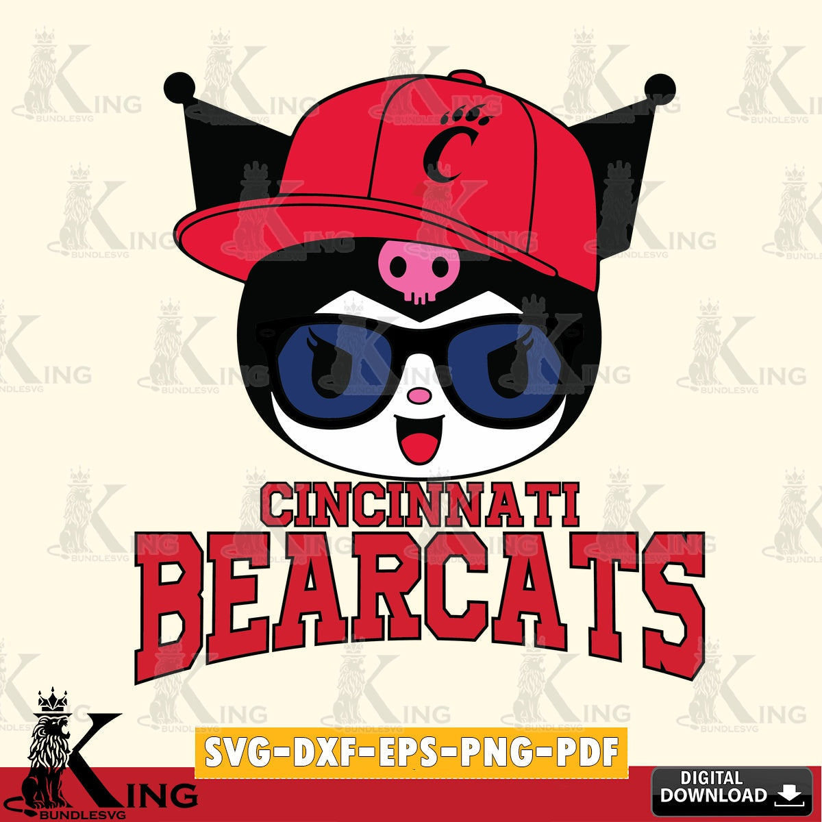 Cincinnati Bearcats Kuromi Football Cool SVG file, Cricut, Cut file  , Digital Download , Instant Download, Sanrio svg, Clipart