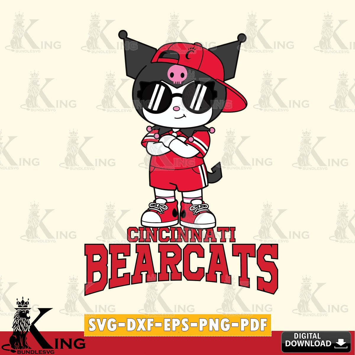 Cincinnati Bearcats Kuromi Football Jersey SVG file, Cricut, Cut file  , Digital Download , Instant Download, Sanrio svg, Clipart