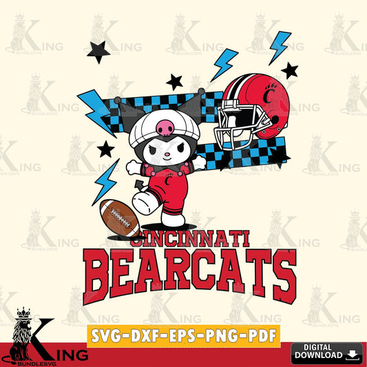 Cincinnati Bearcats Kuromi Game Day SVG file, Cricut, Cut file  , Digital Download , Instant Download, Sanrio svg, Clipart