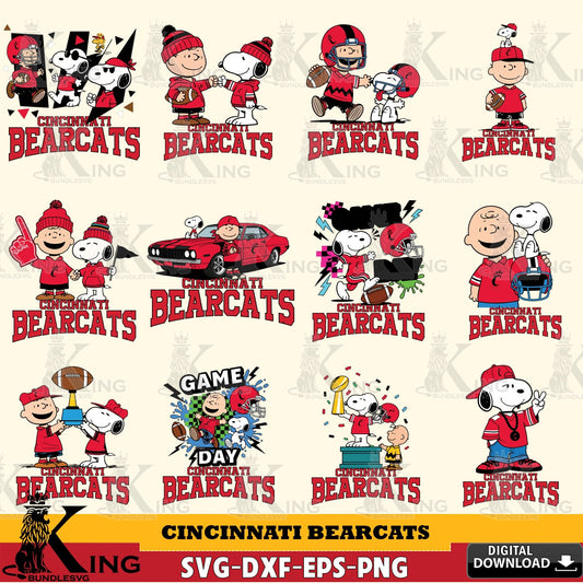Cincinnati Bearcats Peanuts Football NCAA Bundle SVG, Cricut, Cut file  , Digital Download , Instant Download, Peanuts svg, NCAA svg, Football svg, Sport svg