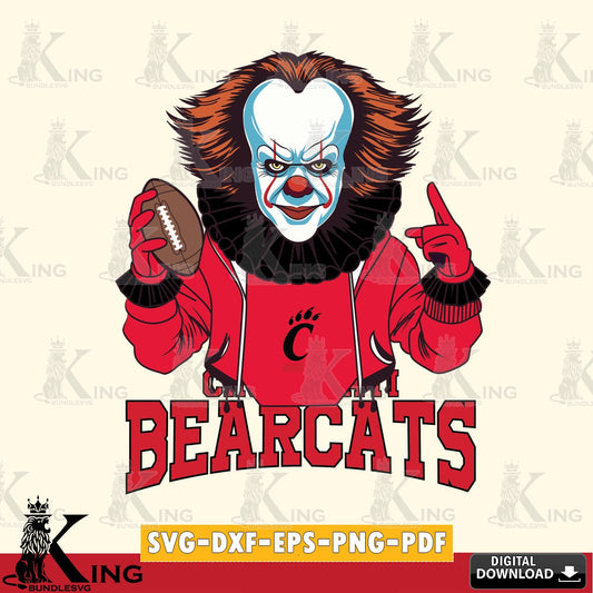 Beautiful illustration of Cincinnati Bearcats Pennywise player football, a digital file for silhouette cameo and cricut projects