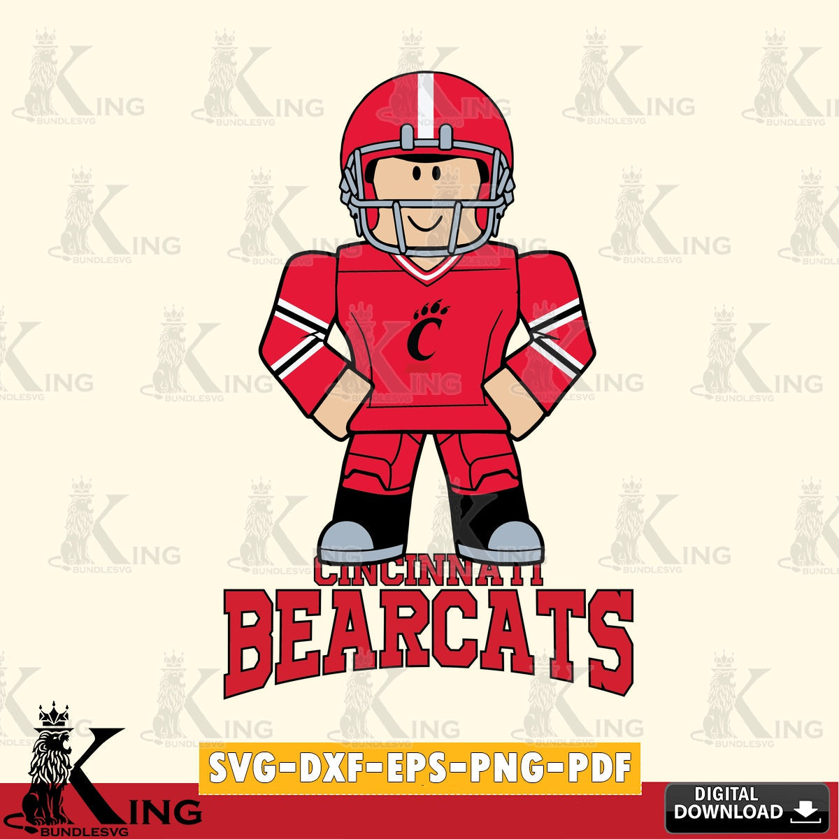 Cincinnati Bearcats Roblox Cool Football SVG file , NCAA Cricut,  File cut , Digital Download , PDF File
