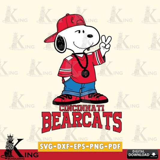 Cincinnati Bearcats Snoopy Say hi SVG, Cricut, Cut file  , Digital Download , Instant Download, Peanuts svg, NCAA svg, Football svg, Sport svg