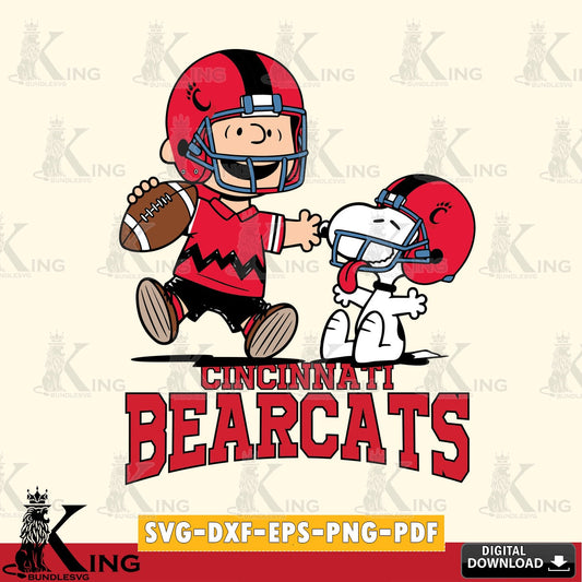 Cincinnati Bearcats Snoopy and Peanut Fun SVG, Cricut, Cut file  , Digital Download , Instant Download, Peanuts svg, NCAA svg, Football svg, Sport svg