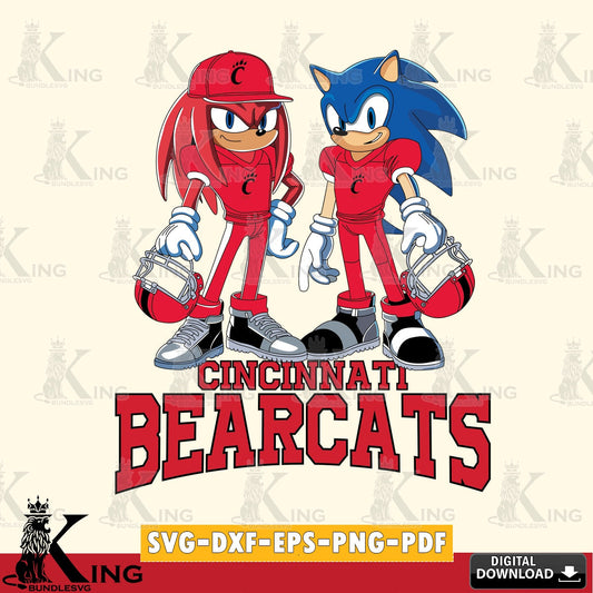 Printable art of Cincinnati Bearcats Sonic and Knuckles football player vector art for engraving, cutting, and printing