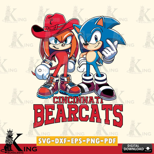 Cincinnati Bearcats Sonic & Knuckles Football Mascot SVG file, Vector , Digital Download , PDF File , Instant Download