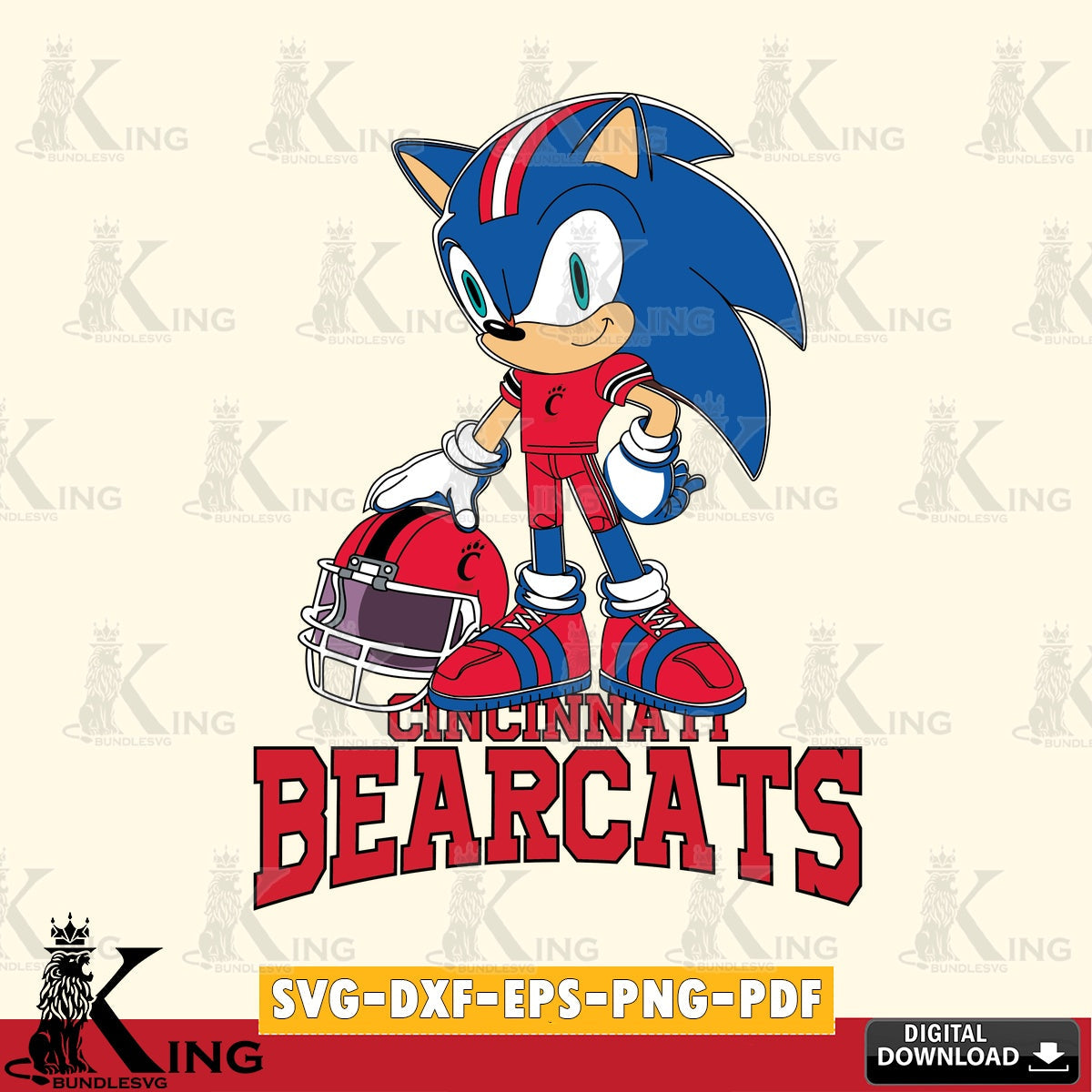 Cincinnati Bearcats Sonic Player Football SVG file, Vector , Digital Download , PDF File , Instant Download