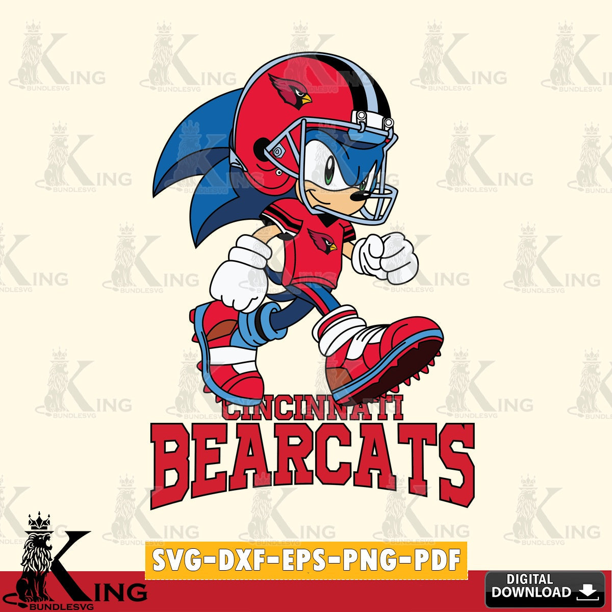 Stylish representation of Cincinnati Bearcats Sonic Ready Football as a printable vector design for sublimation and crafts.