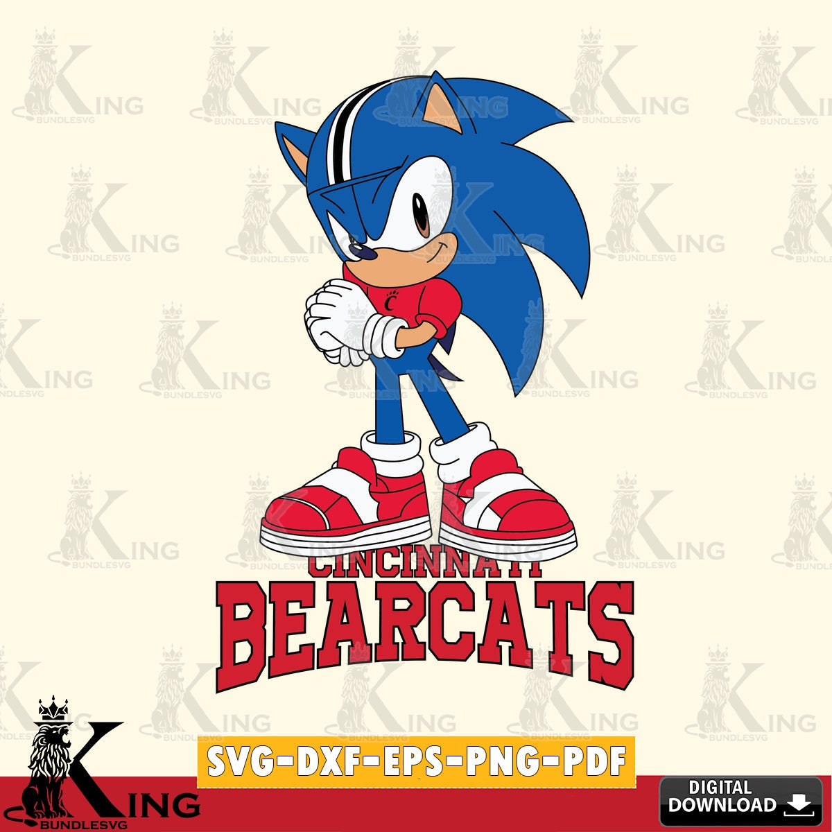 Cincinnati Bearcats Sonic cute Football SVG file, Vector , Digital Download , PDF File , Instant Download