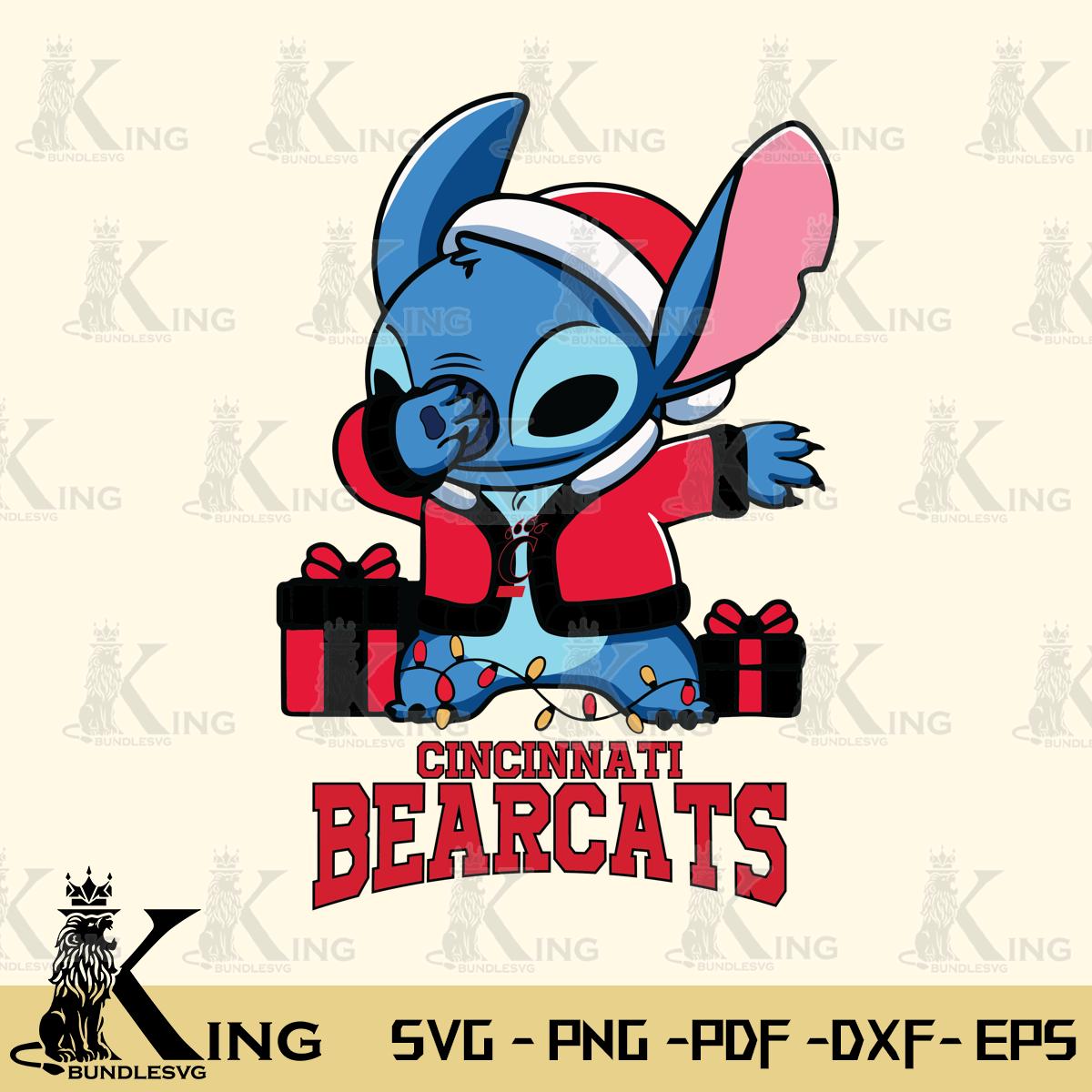 Cincinnati Bearcats Stitch Merry Christmas Svg Eps Dxf Png File, Digital Download