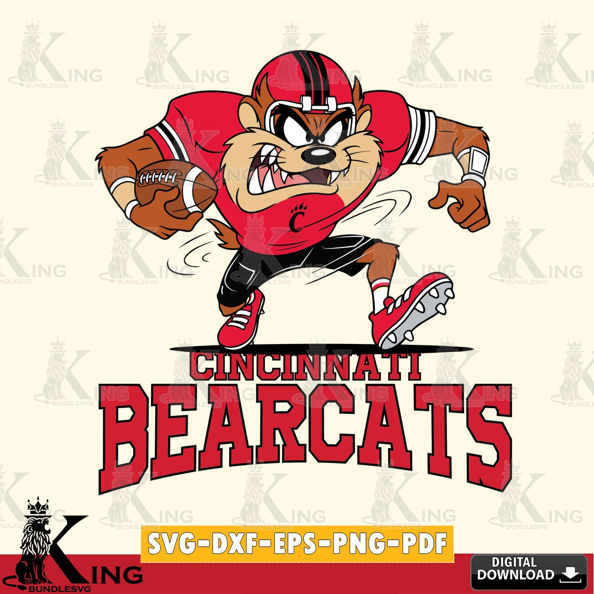 Cincinnati Bearcats Taz Football Helmet SVG file, Cut file  , Digital Download , Instant Download, Taz svg, NCAA svg