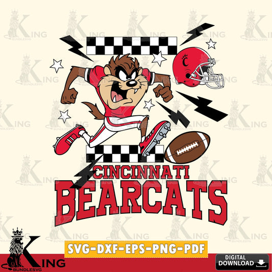 Cincinnati Bearcats Taz Football Lightning SVG file, Cut file  , Digital Download , Instant Download, Taz svg, NCAA svg