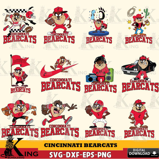 Cincinnati Bearcats Taz Football NCAA Bundle SVG file, Cut file  , Digital Download , Instant Download, Taz svg, NCAA svg