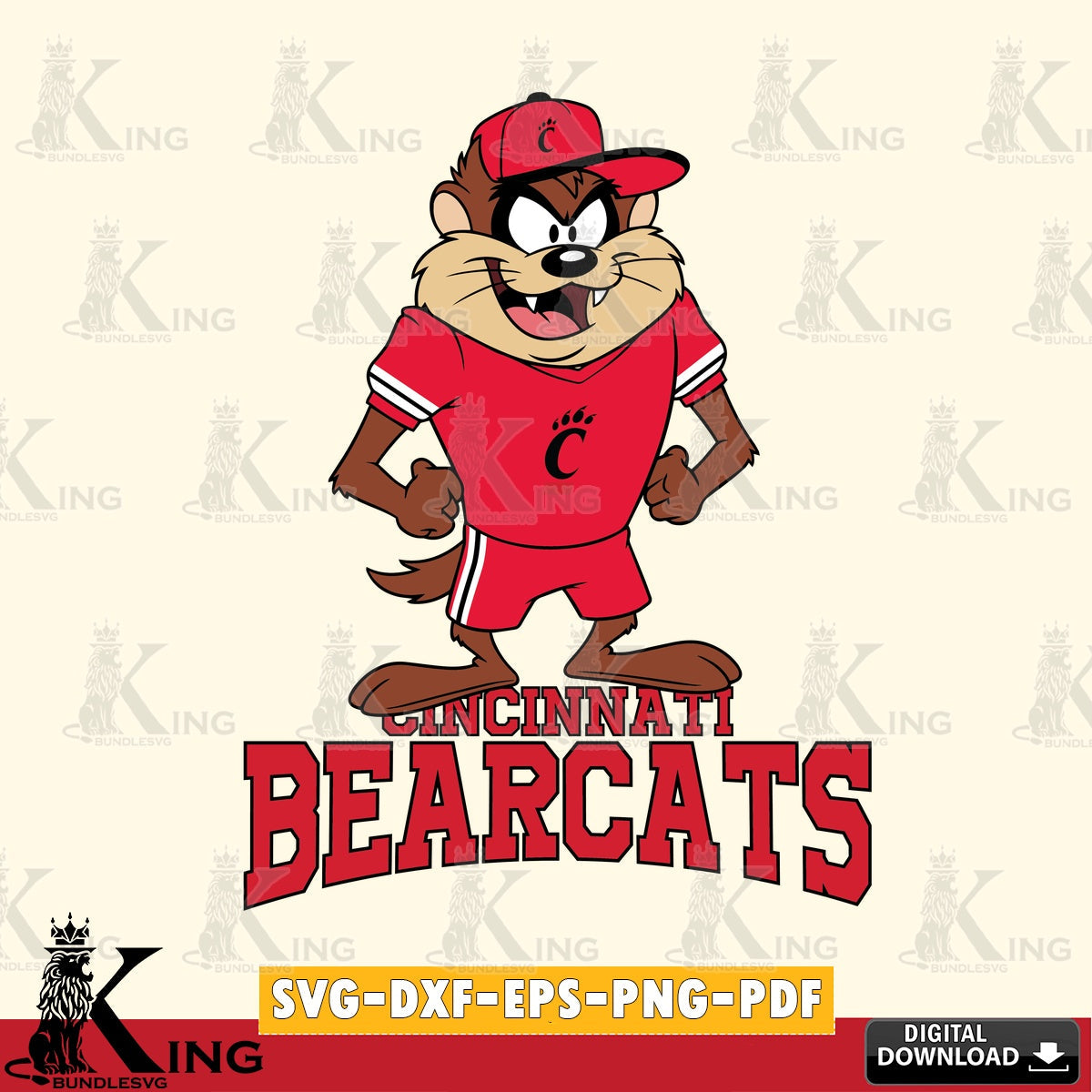 Cincinnati Bearcats Taz Standing Pose SVG file, Cut file  , Digital Download , Instant Download, Taz svg, NCAA svg
