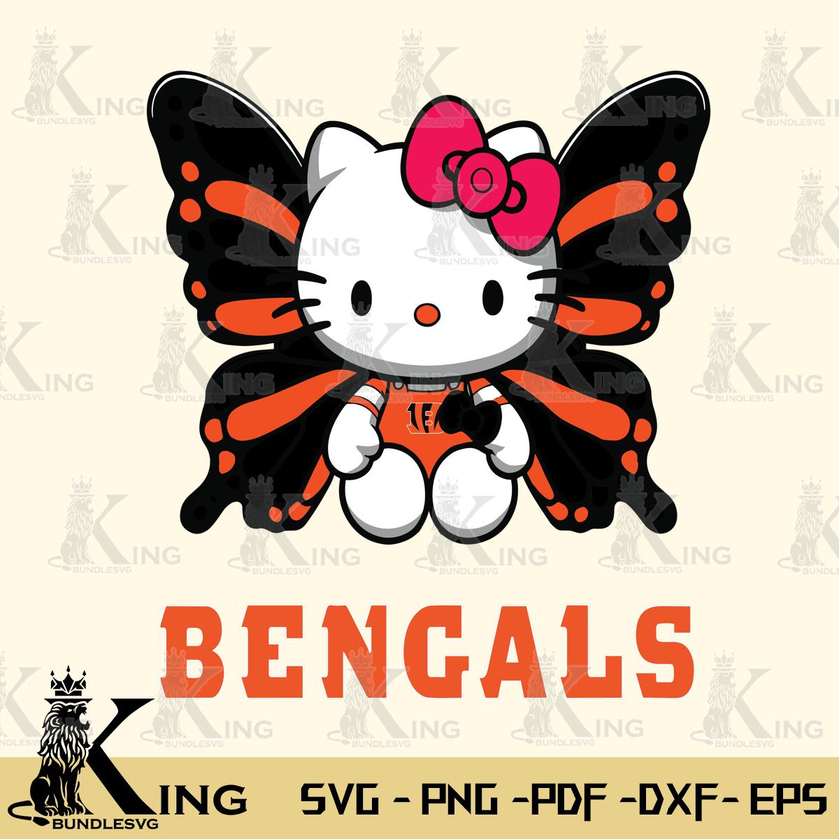 Cincinnati Bengals Butterfly Kitty Delight Svg Eps Dxf Png File, Digital Download