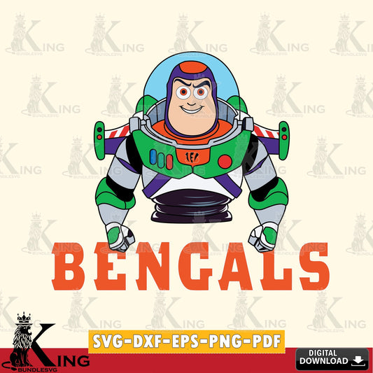 Stylish representation of Cincinnati Bengals Buzz Lightyear football, versatile clip art for stickers, decals, and mugs.