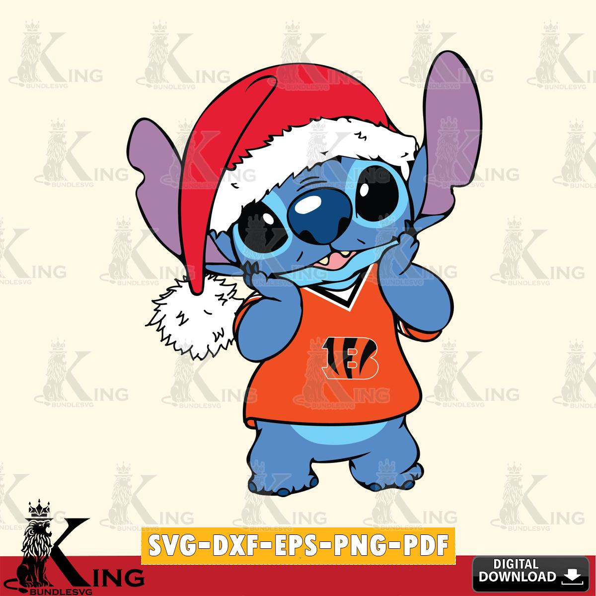 Cincinnati Bengals Cute Stitch Christmas SVG, NFL for Cricut, Silhouette, Digital Download , file cut