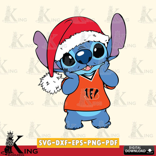 Cincinnati Bengals Cute Stitch Christmas SVG, NFL for Cricut, Silhouette, Digital Download , file cut