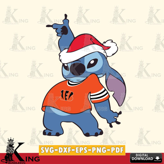 Cincinnati Bengals Disney Lilo & Stitch Christmas SVG, NFL for Cricut, Silhouette, Digital Download , file cut