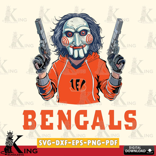 Hand-drawn style art of Cincinnati Bengals Jigsaw Billy Football, a printable vector design for sublimation and crafts
