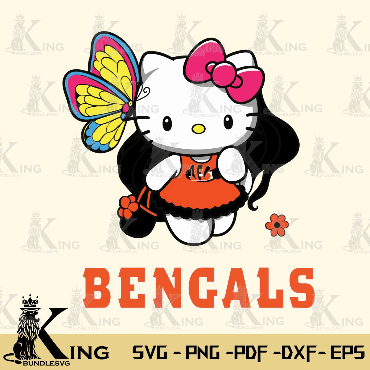 Cincinnati Bengals Kitty Cartoon Svg Eps Dxf Png File, Digital Download