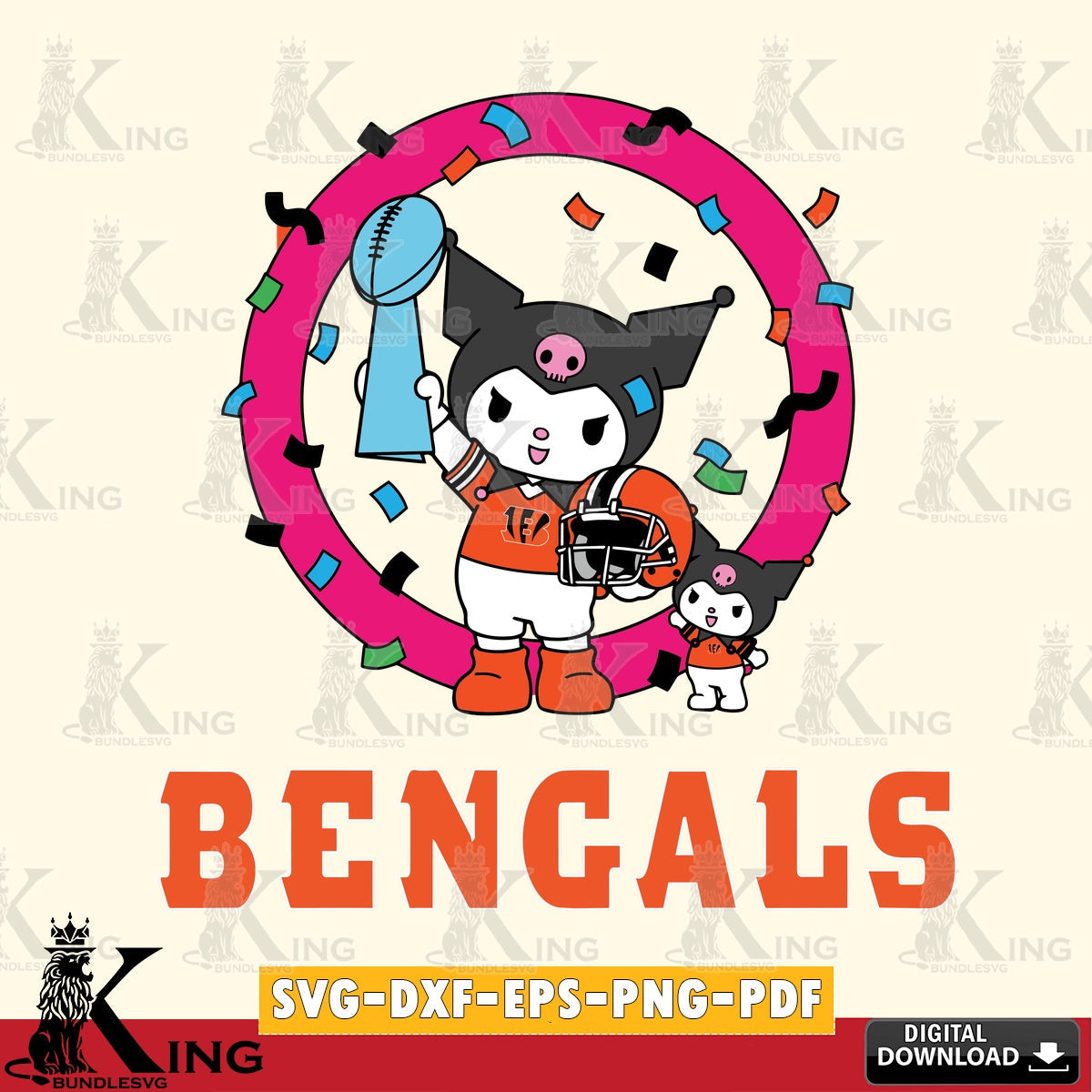 Cincinnati Bengals Kuromi Football Champion SVG file, Cricut, Cut file  , Digital Download , Instant Download, Sanrio svg, Clipart